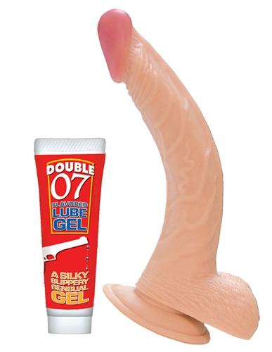 All American Whoppers 8-Inch Curved Dong With Balls and Lube - Flesh NW2455