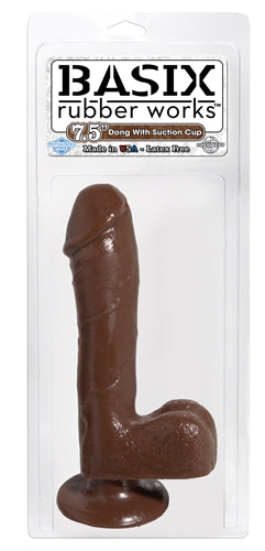 Basix Rubber Works - 7.5 Inch Dong With Suction Cup - Brown PD4221-29