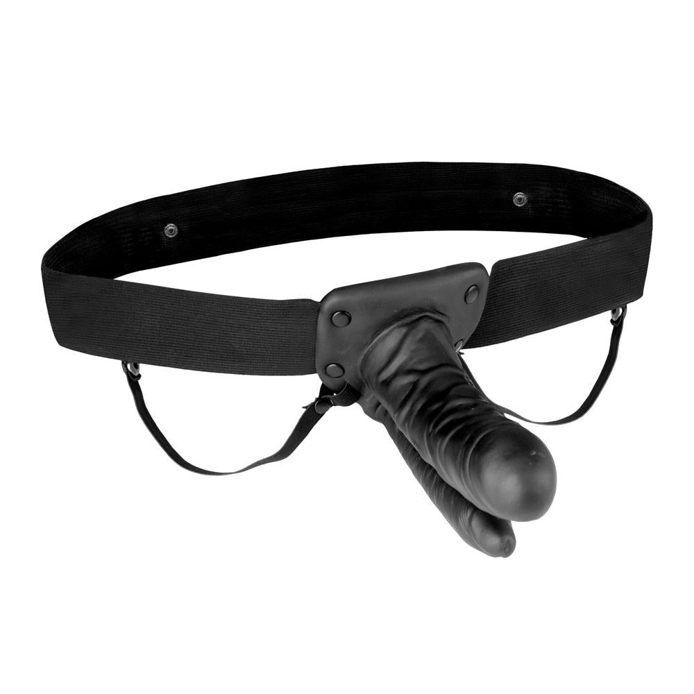 Lux Fetish Unisex Vibrating Hollow Double Penetration Strap-on Dildo EL-LF-5305