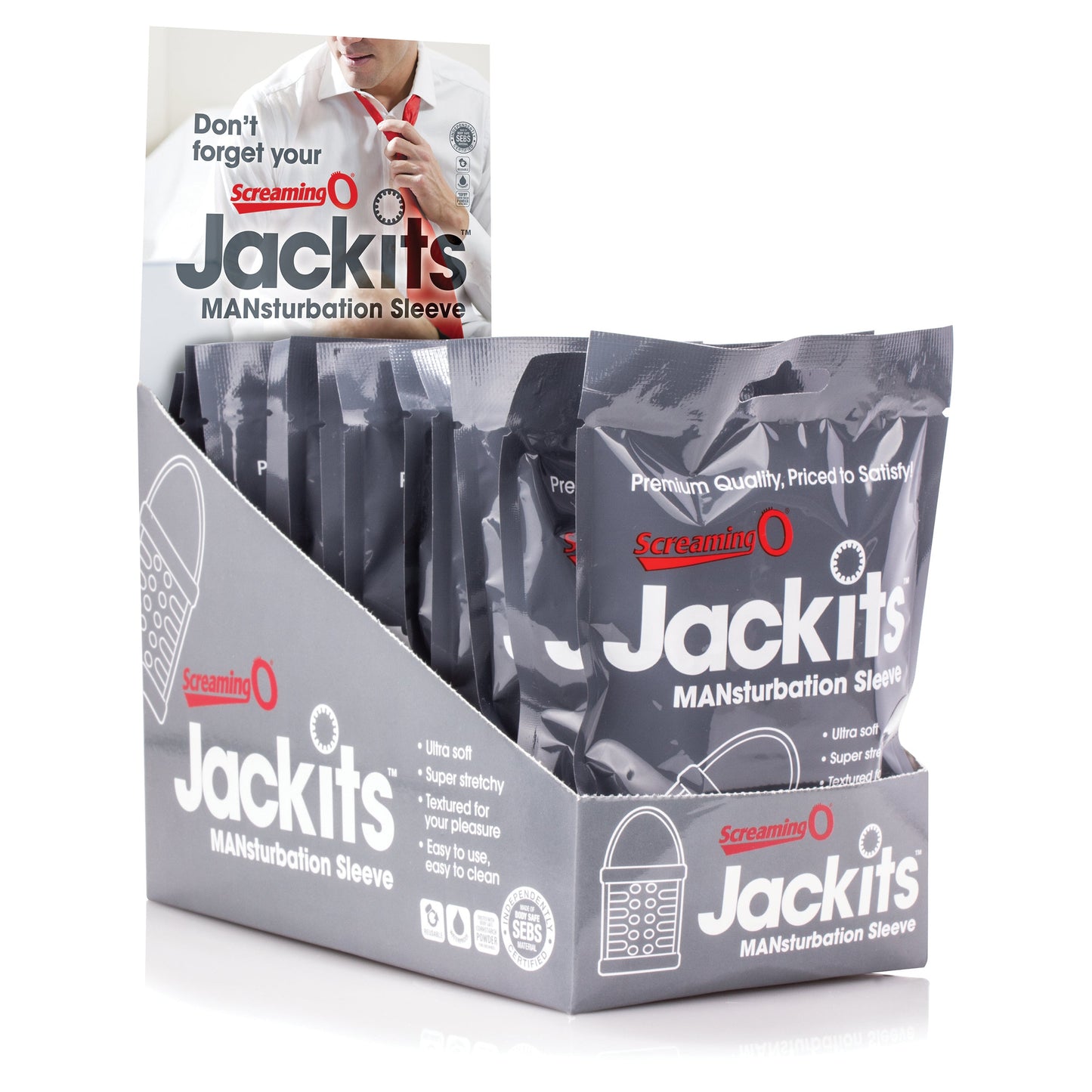 Jackits Mansturbation Sleeve - 12 Count Pop Box Display - Clear JAK-C-110D