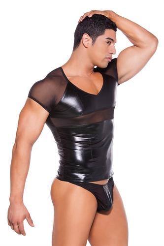 Wet Look T-Shirt - One Size - Black ALR-26-5602Z