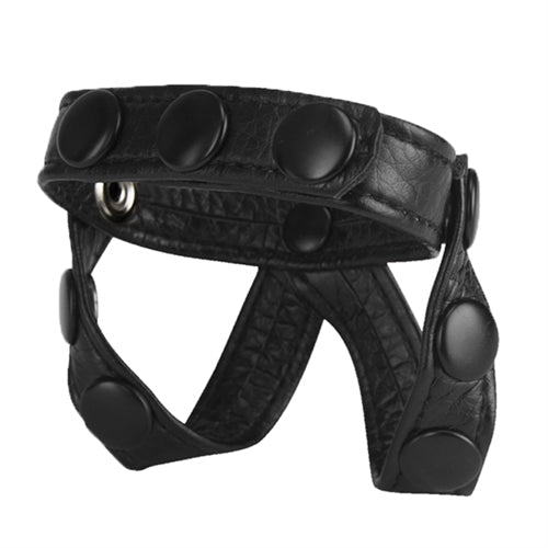 The Macho Collection v-Style Cock Ring and Ball Divider - Black NW2479
