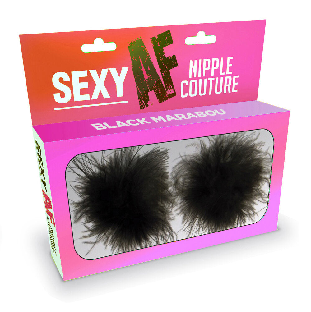 Sexy Af Nipple Couture Black Marabou LG-NV205