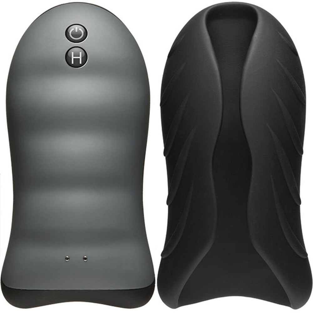 Optimale - Silicone Auto-Heating Stroker - Rechargebale - Vibrating - Black/slate DJ0694-25-BX