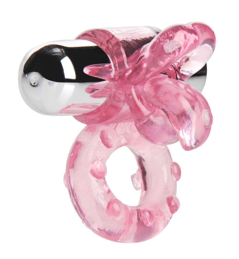 Lick Her Pierced Tongue Vibrating Cock Ring - Pink TV-AE601