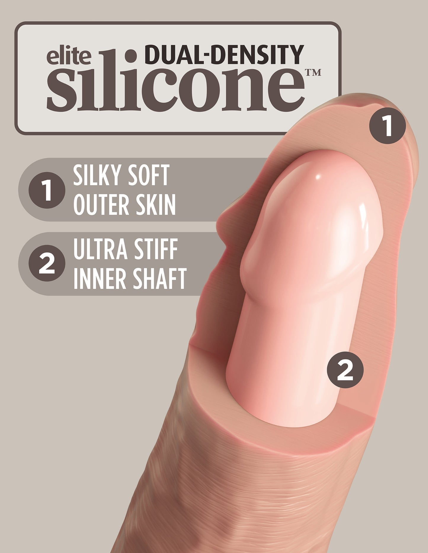 King Cock Elite 9 Inch Vibrating Silicone Dual Density Cock With Remote - Light PD5779-21