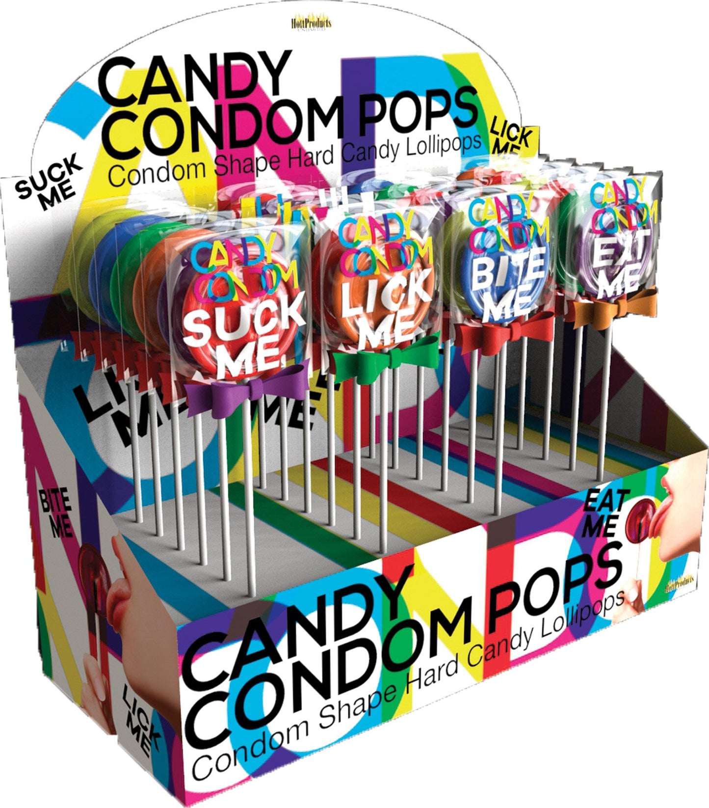 Candy Condom Pops - 24 Piece Display - Assorted Flavors HTP3219-D