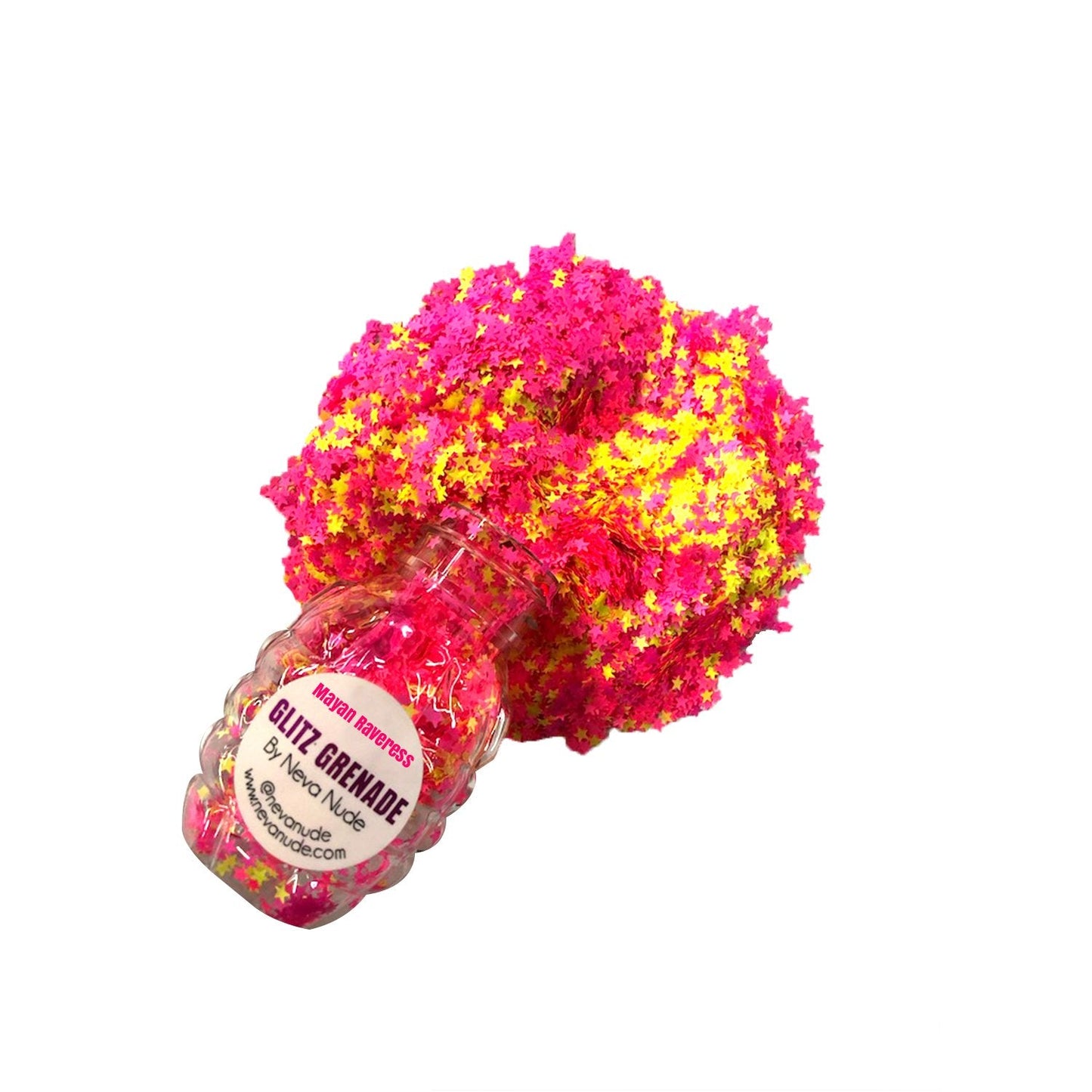 Mayan Raveress Neon Uv Cosmetic Glitter Glitz Grenade Keychain in Aloe Gel NN-GG-MR-12A