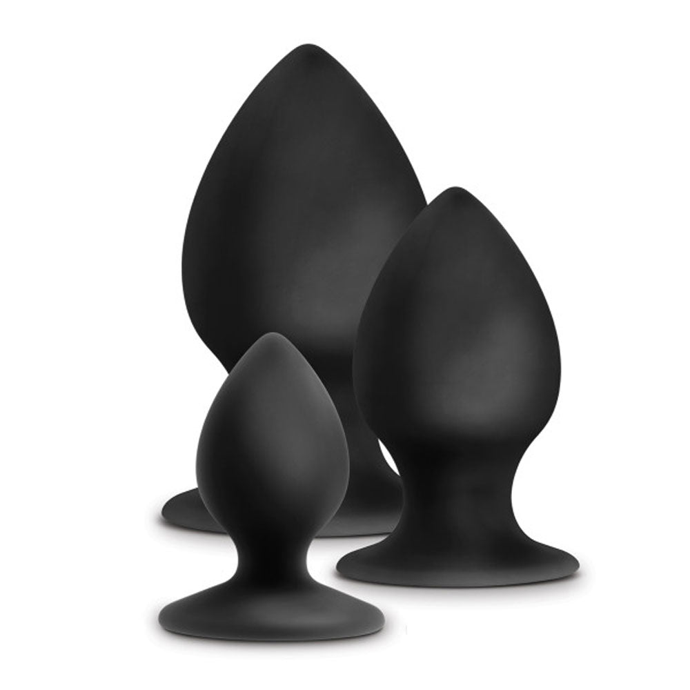 Anal Adventures - Platinum - Silicone Anal Stout Plug Kit - Black BL-381215