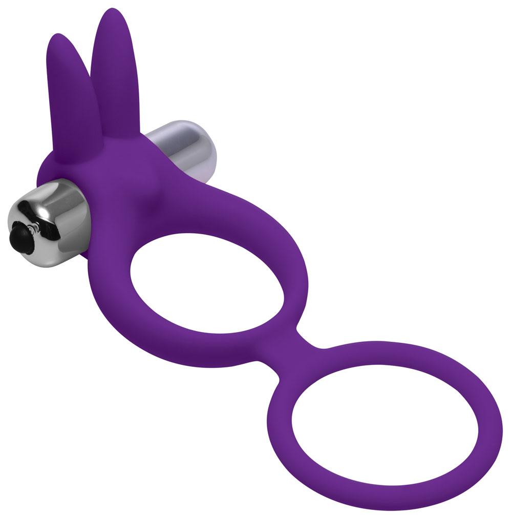 Throbbin Hopper Cock and Ball Ring With Vibrating Clit Stimulator - Purple FR-AE704