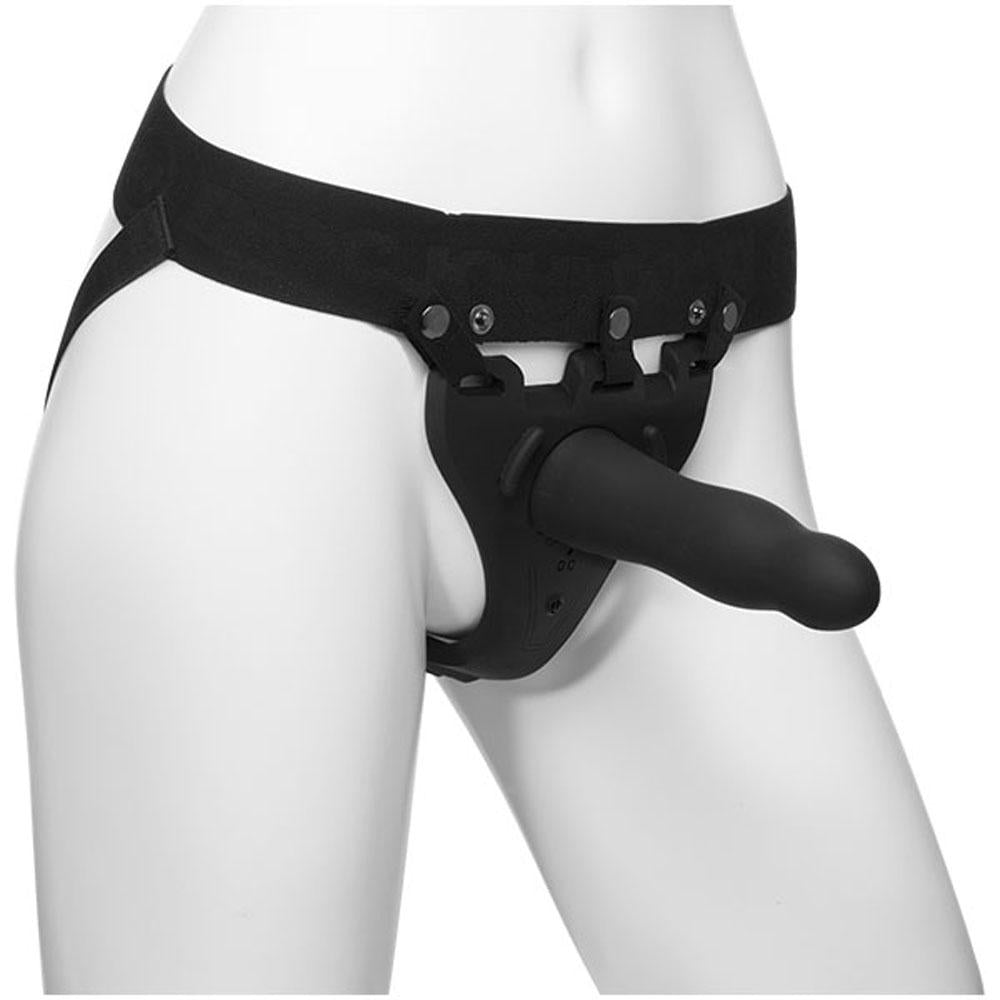 Body Extensions - Hollow Slim Dong Strap-on 2-Piece Set With Clitoral Vibrator - Black DJ0801-06-BX