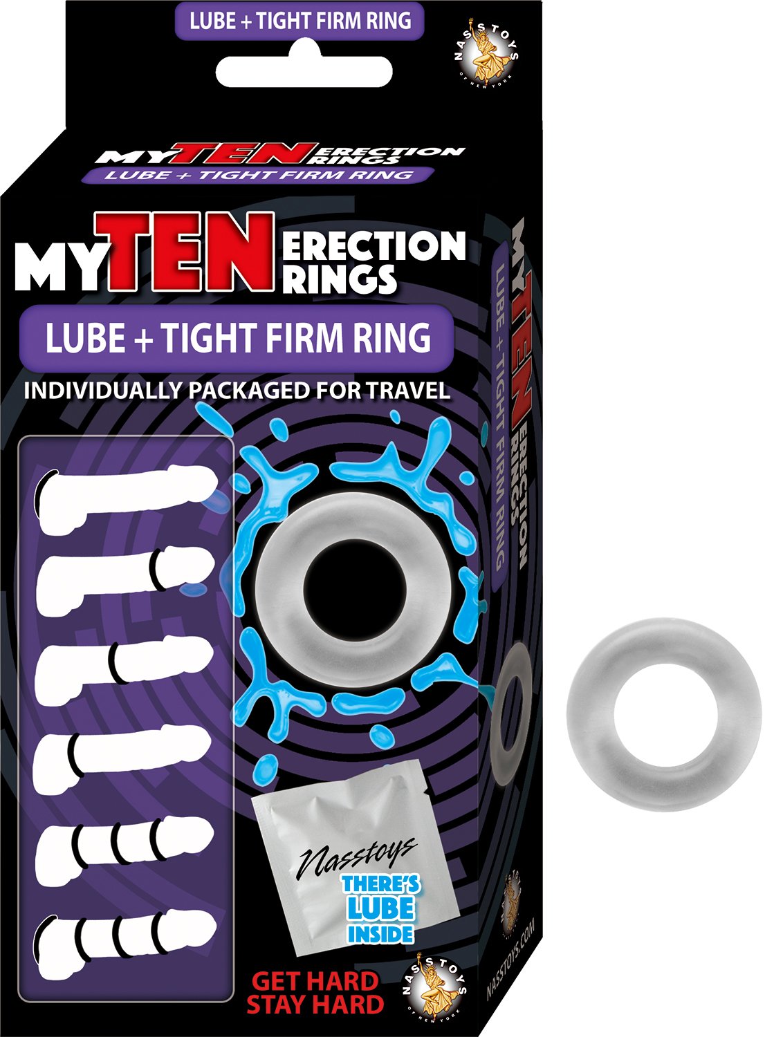 My Ten Erection Rings Lube + Tight Firm Ring - Clear NW2695