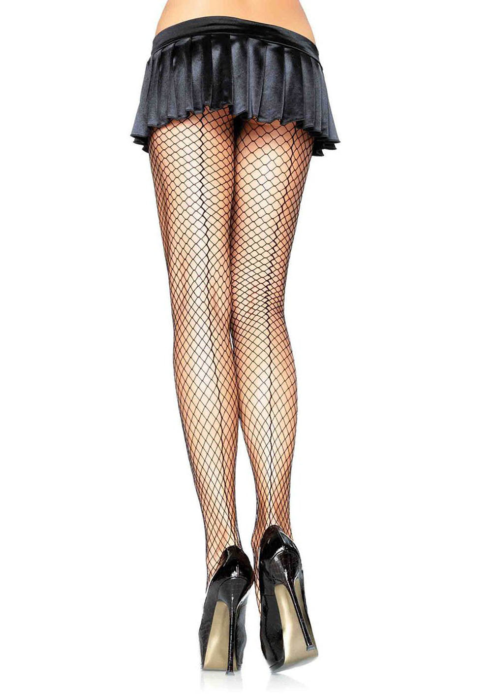 Spandex Industrial Net Backseam Pantyhose - One Size - Black LA-9076