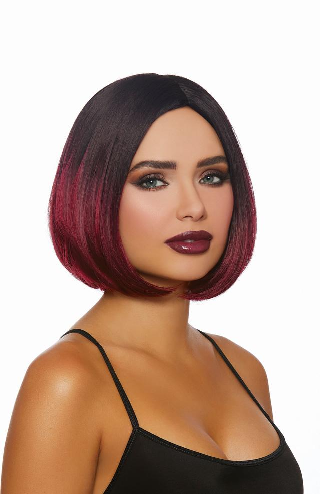 Mid-Length Black and Burgandy Ombre Bob Wig DG-11319MLT