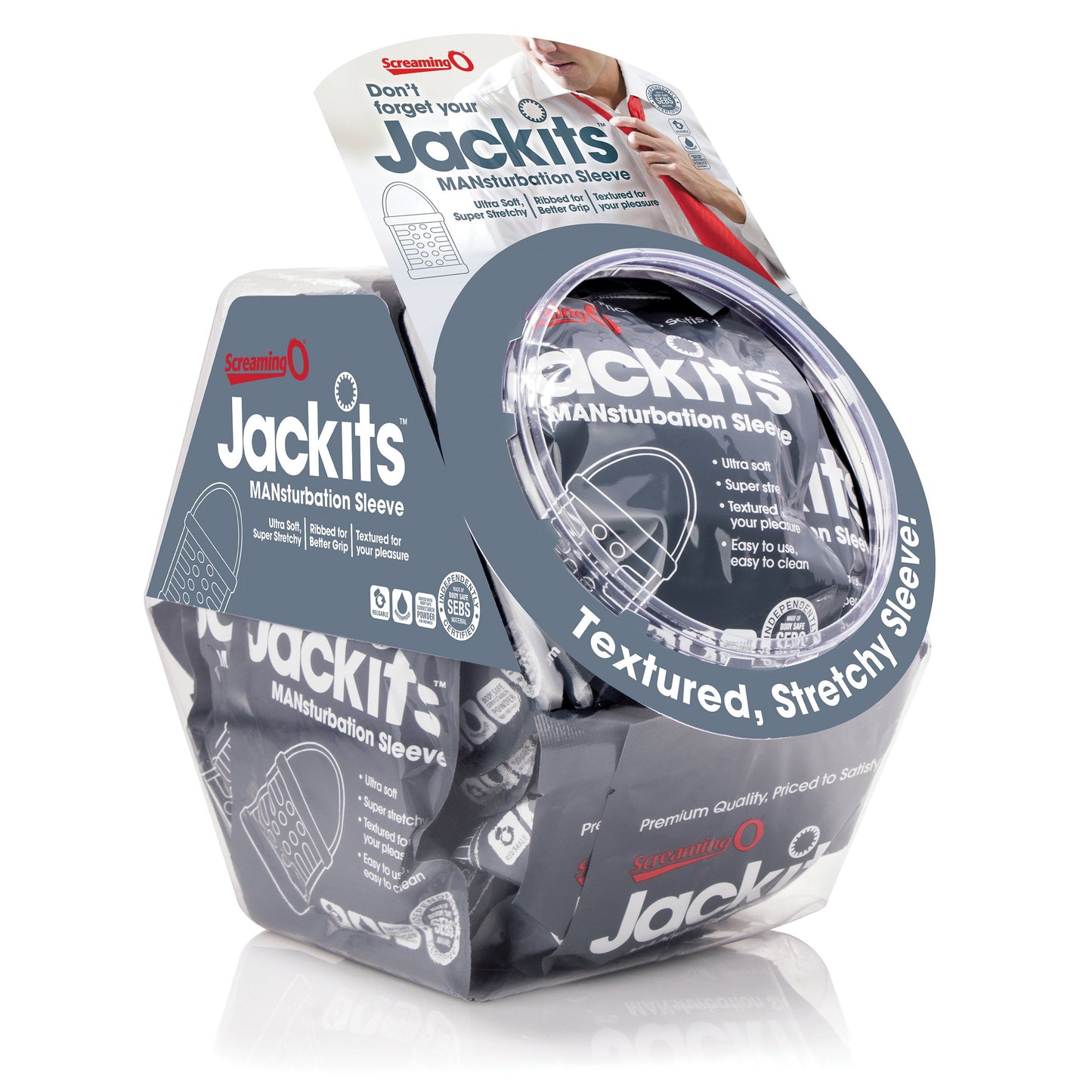 Jackits Mansturbation Sleeve - 24 Count Candy Bowl - Clear BWL-JAK-C-110D
