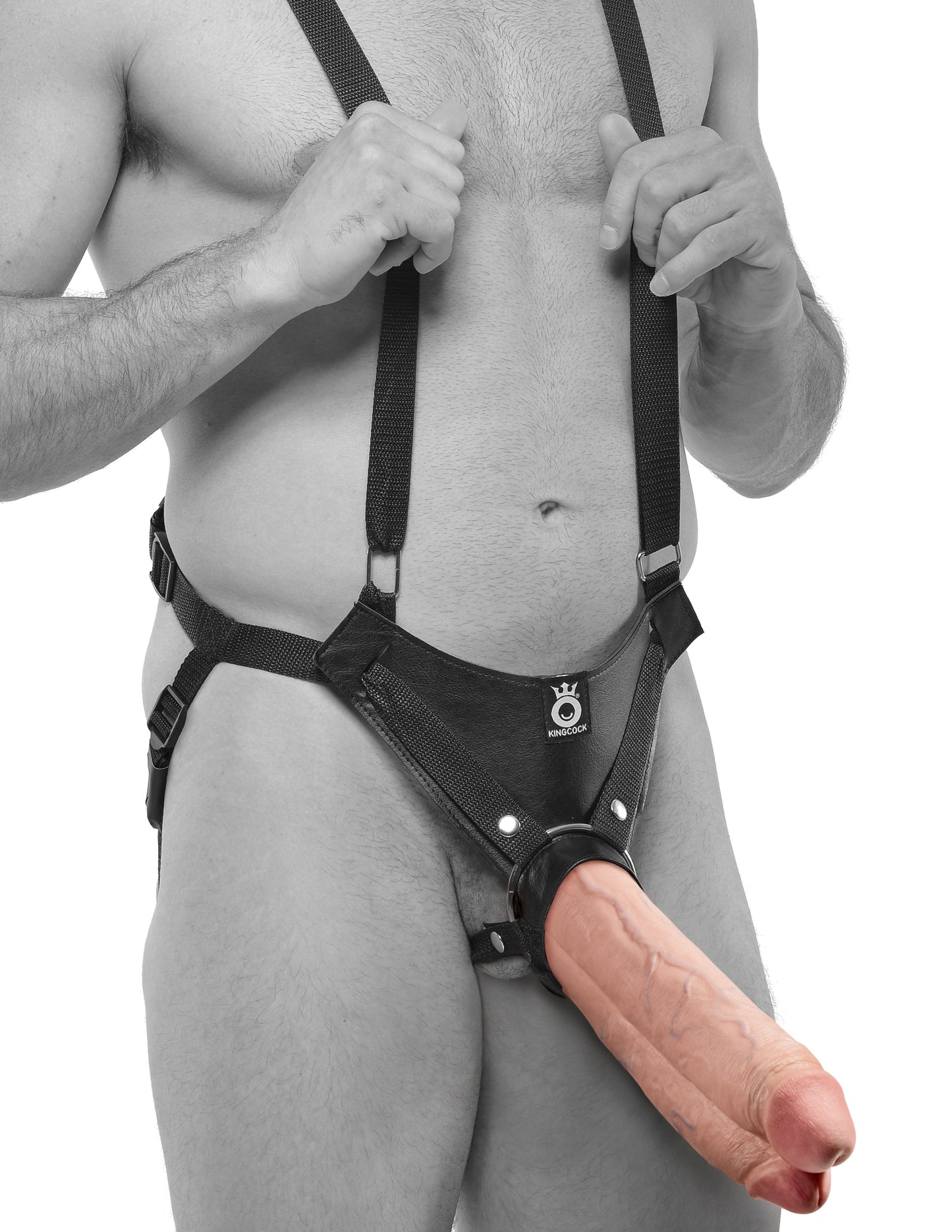 King Cock 11inch Two Cocks One Hole Hollow Strap-on Suspender System - Flesh PD5645-21