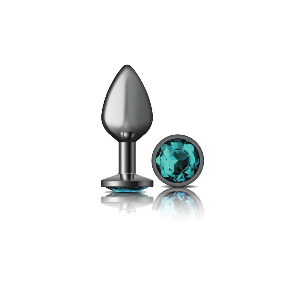 Cheeky Charms - Gunmetal Metal Butt Plug - Round - Teal - Medium VB-CC9121