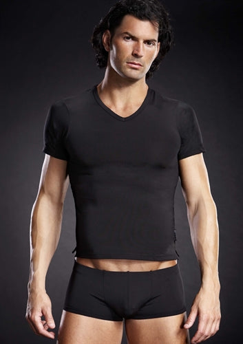 Performance Microfiber v-Neck Tee - Black -  Small - Medium BLM007-BLKSM