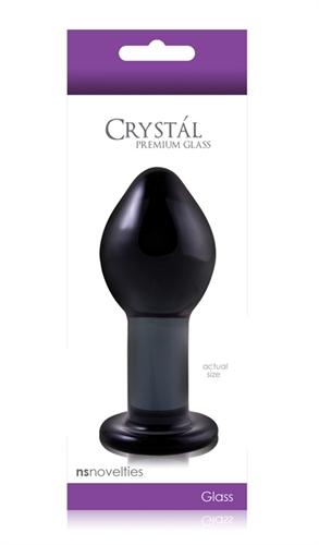 Crystal Premium Glass Plug - Large - Clear Charcoal NSN0701-33