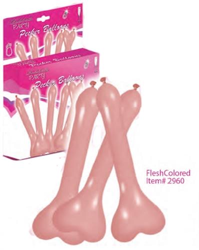 Pecker Balloons Flesh Color 6 Pc Box HTP2960