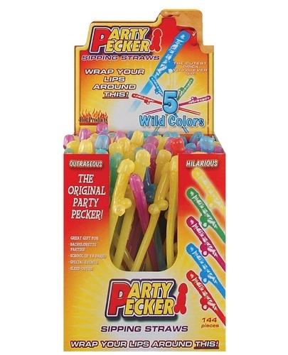 Party Pecker Sipping Straws 5 Assorted Colors 144 Pcs Display HTP2101D