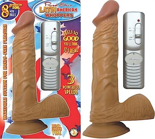 Latin American Whoppers 8inch Vibrating Dong With Balls-Latin NW2305