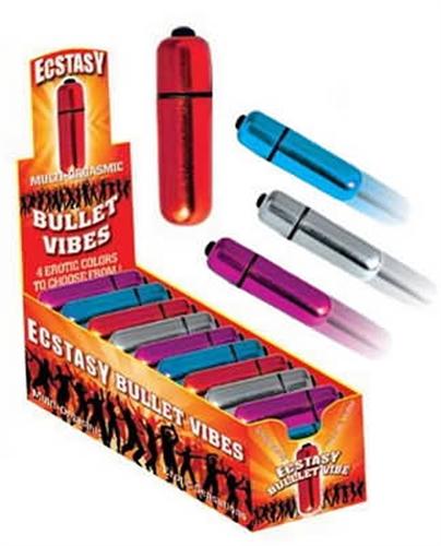 Ecstasy Bullet Vibes Assorted Colors 36 Pcs Per Display HTP2191D