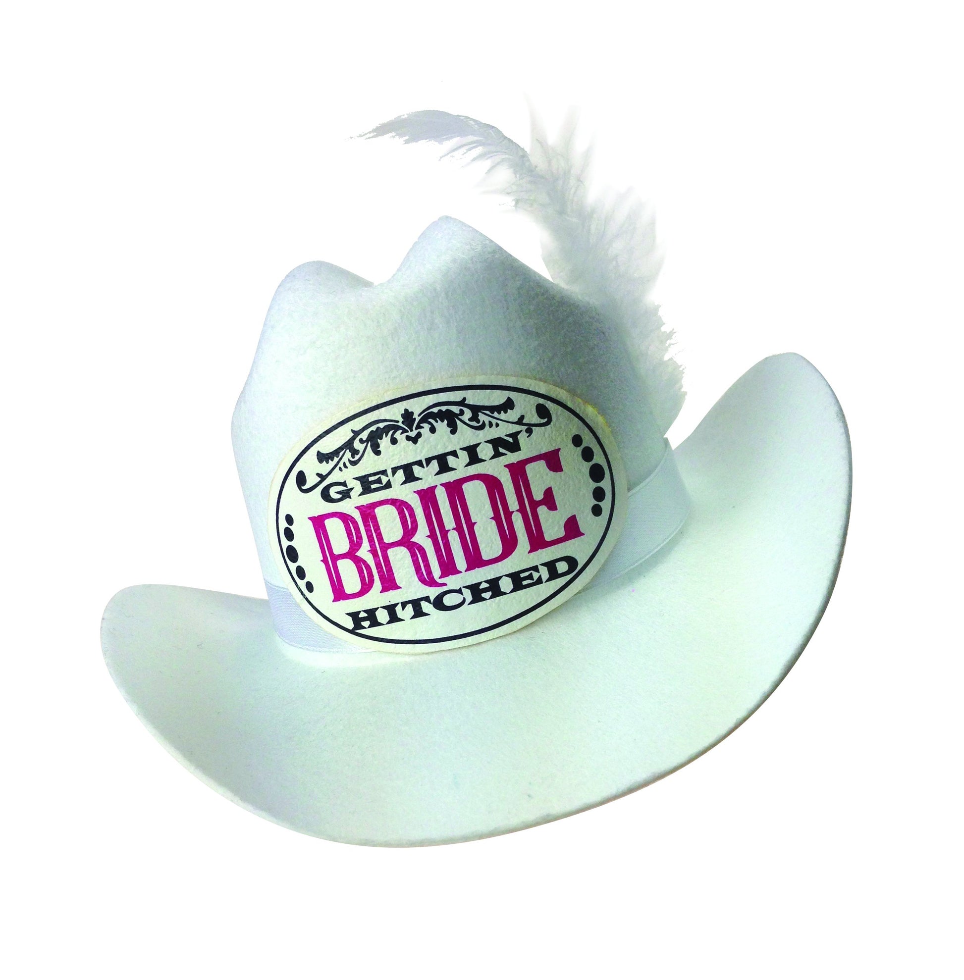 Gettin' Hitched Clip-on Cowgirl Bride Party Hat LG-NVC056