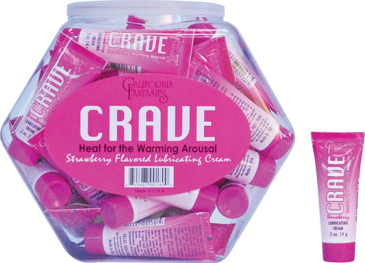Crave Warming Lubricating Cream Strawberry Flavored 0.5 Oz Fishbowl 36 Count CF-CRH-10
