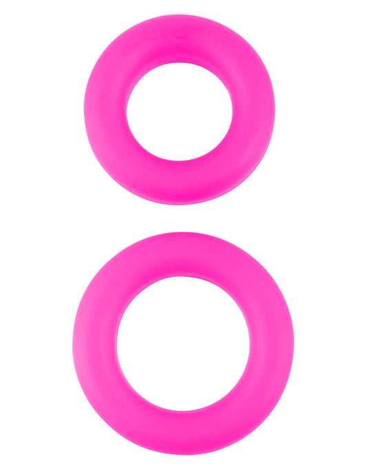 Neon Stretchy Silicone Cock Ring Set - Pink PD1445-11