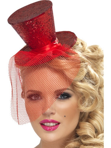 Mini Top Hat on Headband - Red FV-21298