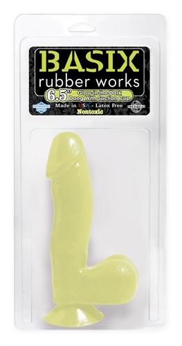 Basix Rubber Works - 6.5 Inch Dong With Suction Cup - Glow-in-the-Dark PD4220-32