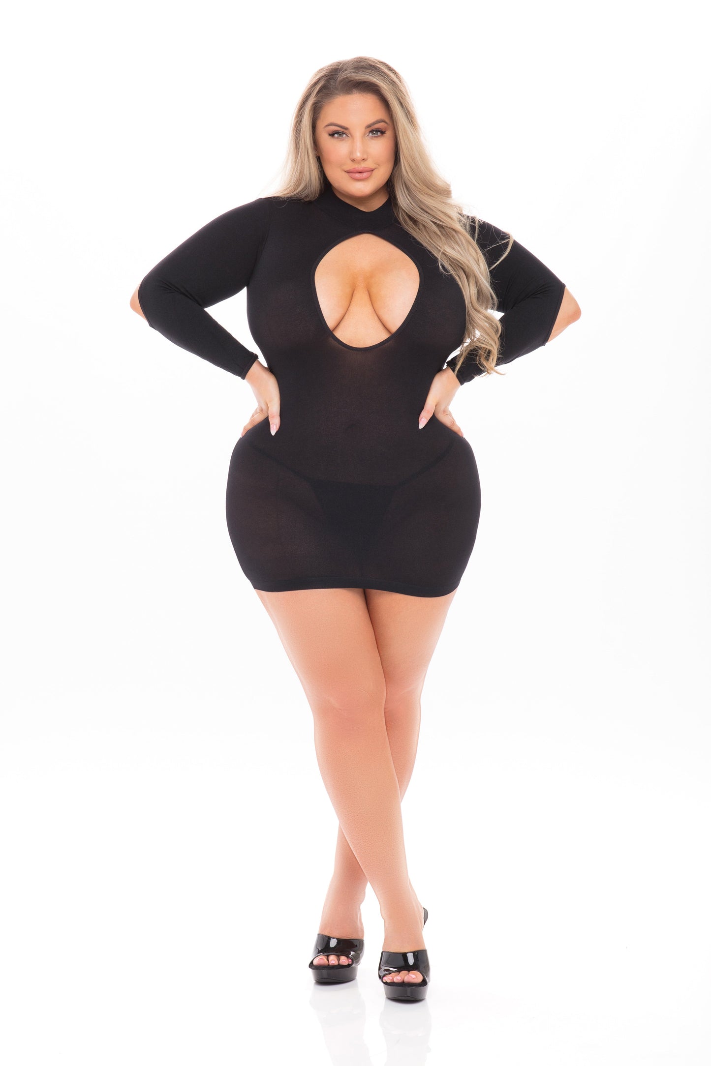Pink Lipstick - Devilish Backless Dress - 1x-3x -  Black PKL-25110XBKQS