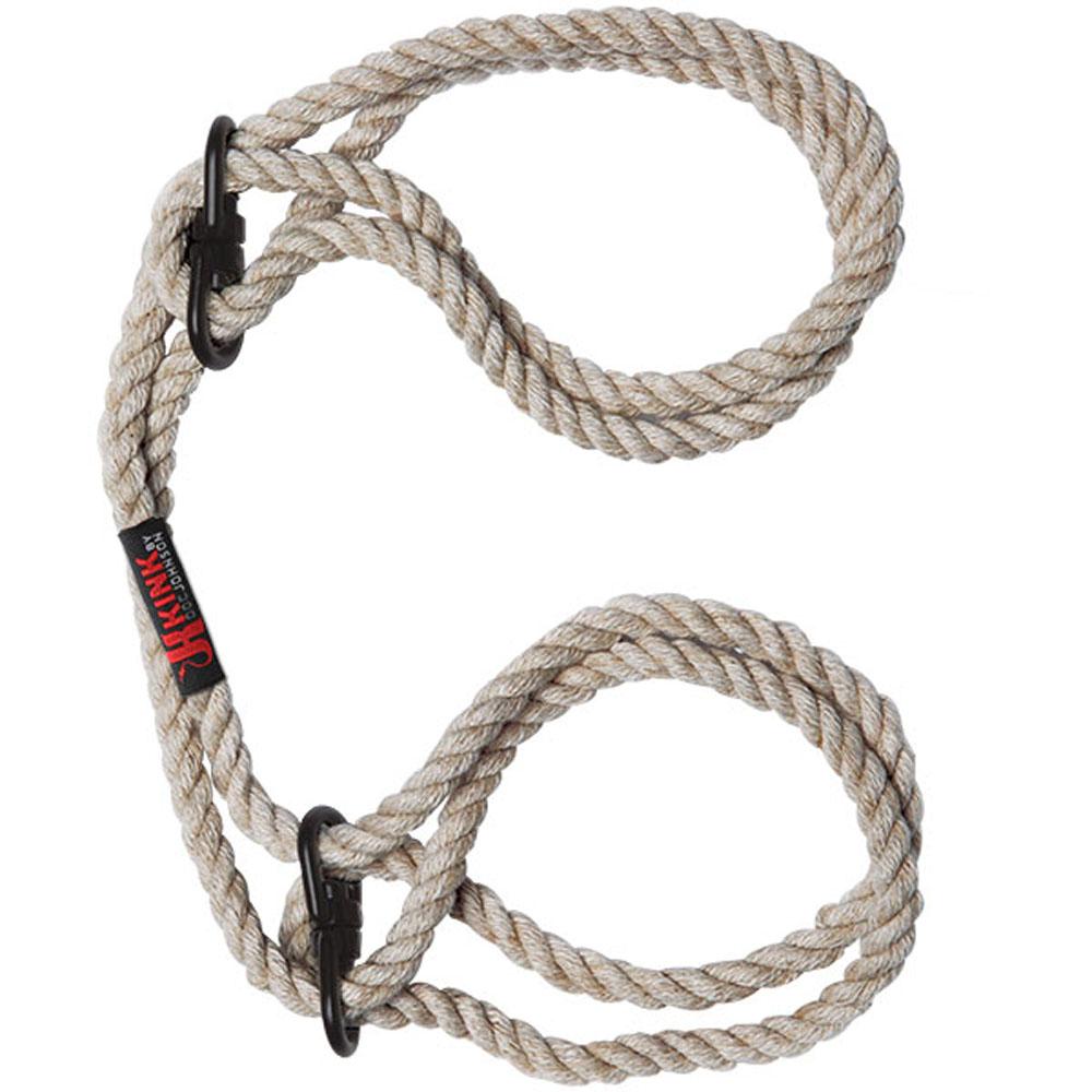 Kink - Hogtied - Bind & Tie - 6mm Hemp Wrist or  Ankle Cuffs - Natural DJ2404-60-CD