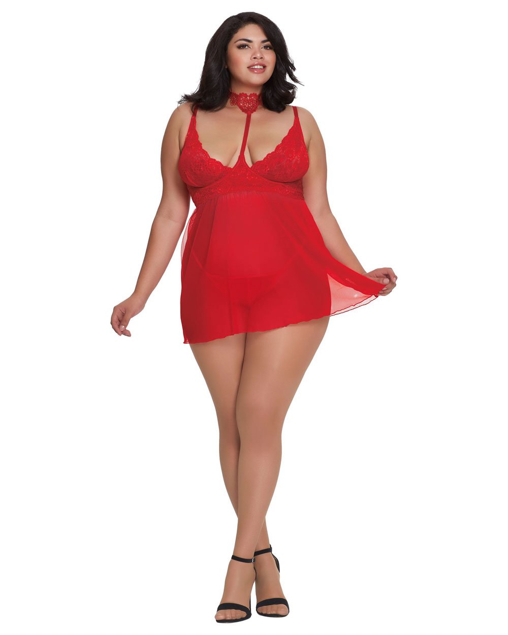 Babydoll, G-String - Queen - Lipstick Red DG-11786XLRDQ