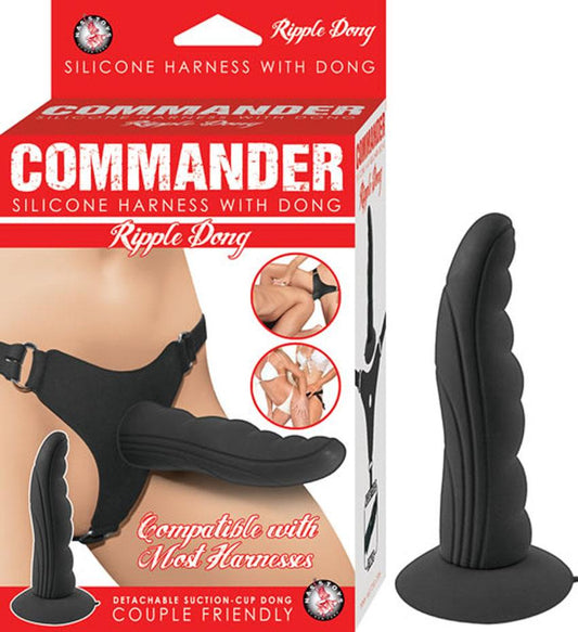 Commander Ripple Dong With Harness - Black NW2820