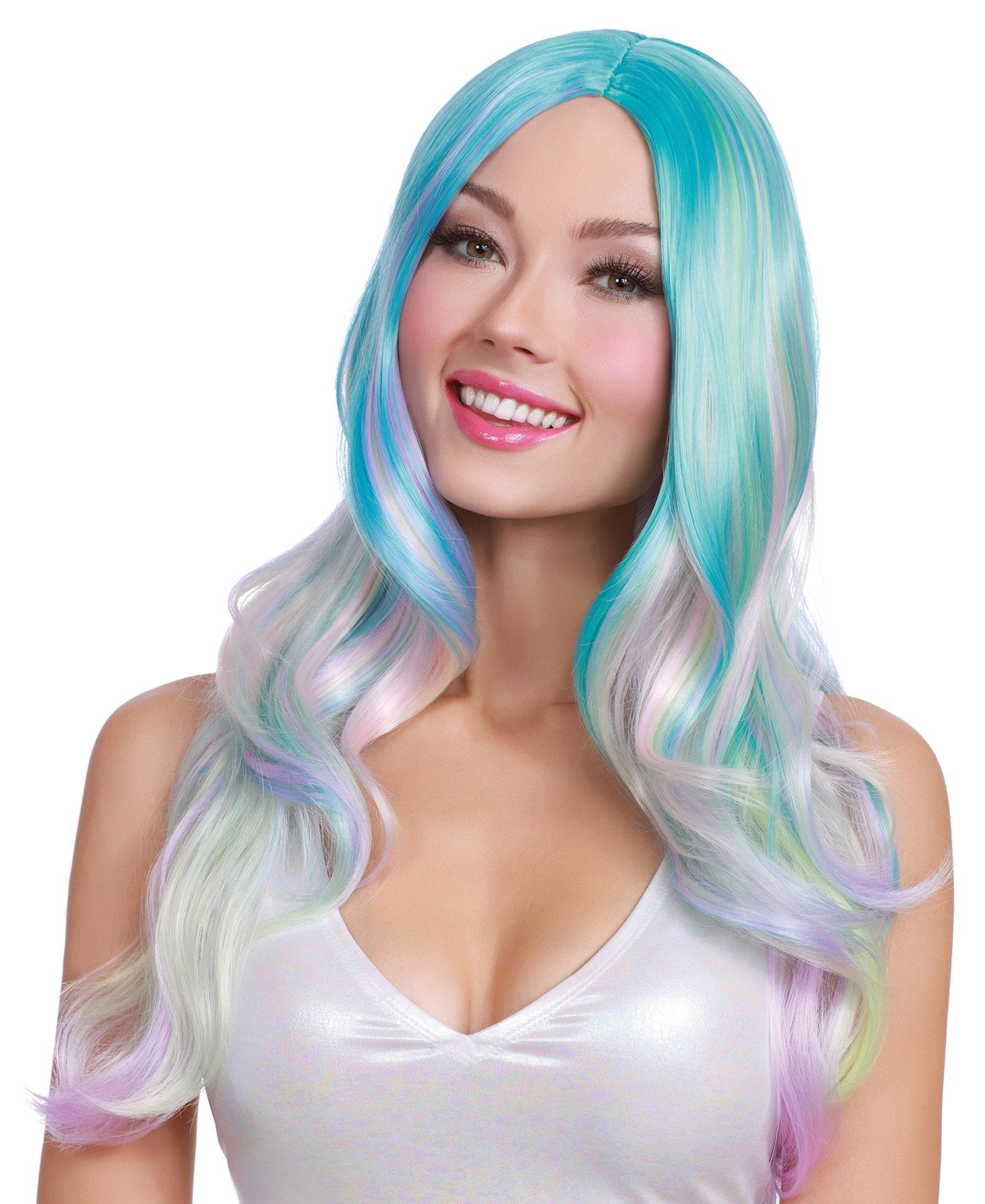 Dreamgirl Long Light Blue/pink/lavender/mint Green Wavy Wig DG-11704