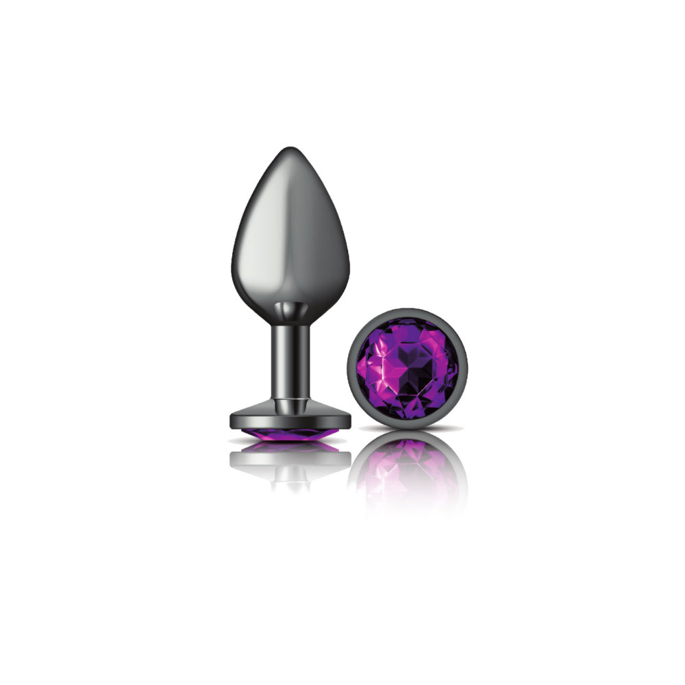 Cheeky Charms - Gunmetal Metal Butt Plug - Round - Deep Purple - Medium VB-CC9124