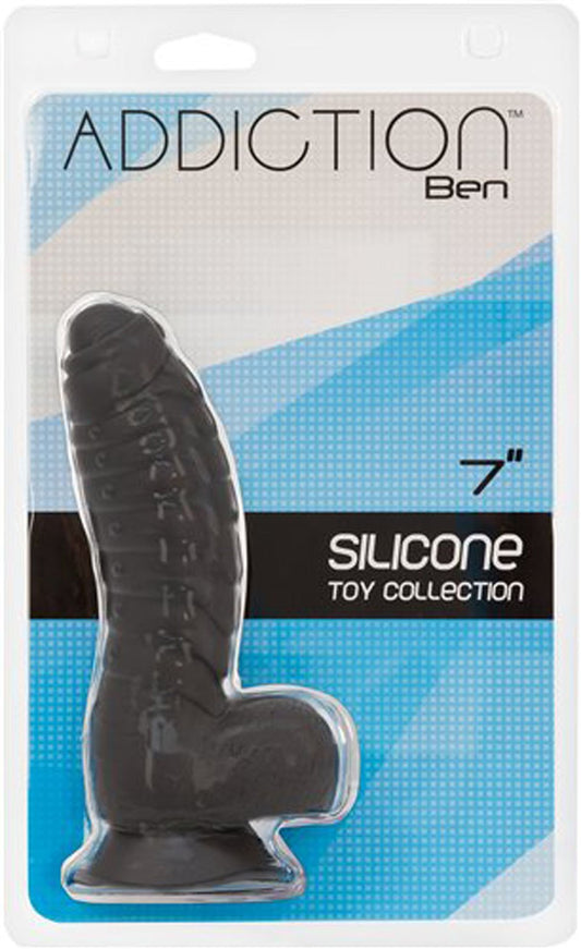 Addiction - Ben - 7 Dildo With Balls - Black BMS87311