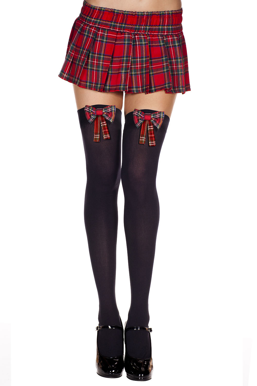 Plaid Bow Thigh Hi - One Size - Black /  Plaid ML-4654BLKPLD