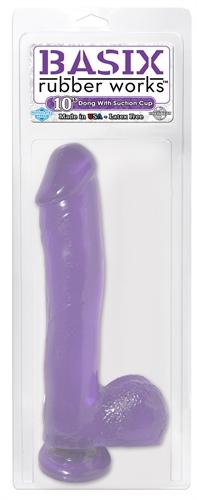 Basix Rubber Works - 10 Inch Dong With Suction Cup - Purple PD4222-12