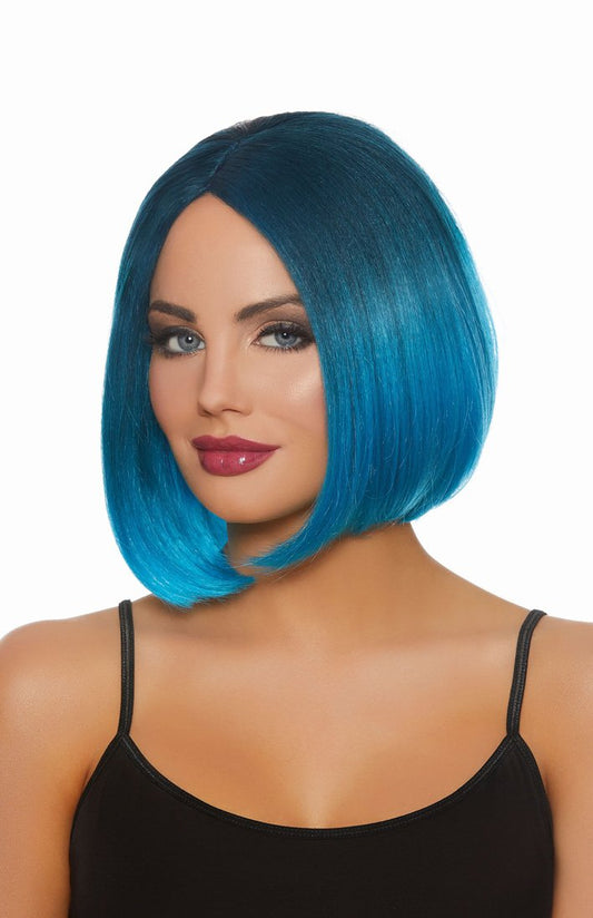 Dreamgirl Mid-Length Steel Blue/bright Blue Ombre Wig DG-11323