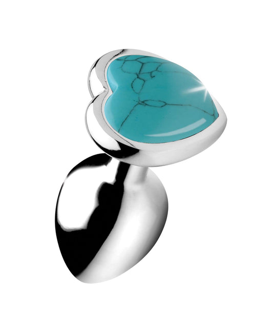 Turquoise Heart Anal Plug - Small BTYS-AG752-SML