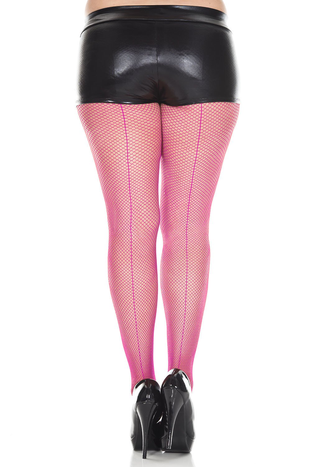 Backseam Fishnet Pantyhose - Queen Size - Fuchsia ML-920Q-FUCHSIA