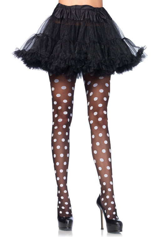 Polka Dot Pantyhose - One Size - Black/white LA-7941BLKWHT