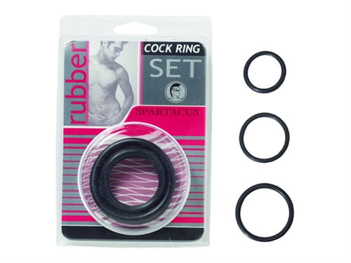 Rubber Cock Ring Set - Black BSPR-14