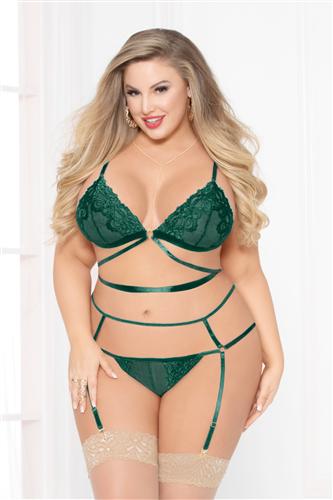 Lace Bra Set - Green - Queen Size STM-10928XP