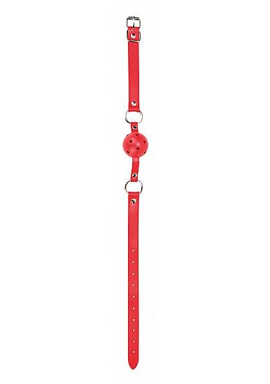 Ball Gag With Leather Straps - Red OU-OU047RED