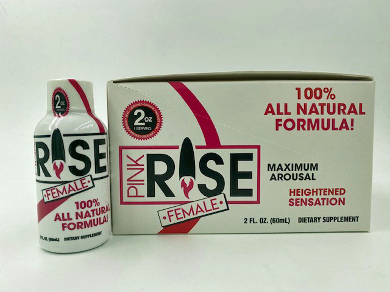 Pink Rise Shot- 12 Liquid Bottle Female Sexual  Enhancement Display - 2 Fl. Oz. CG-PRLIQ