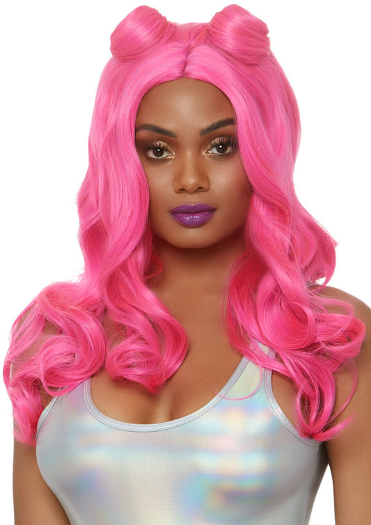 Long Beachy Buns Wig 24 With Buns - Pink LA-A2859PNK